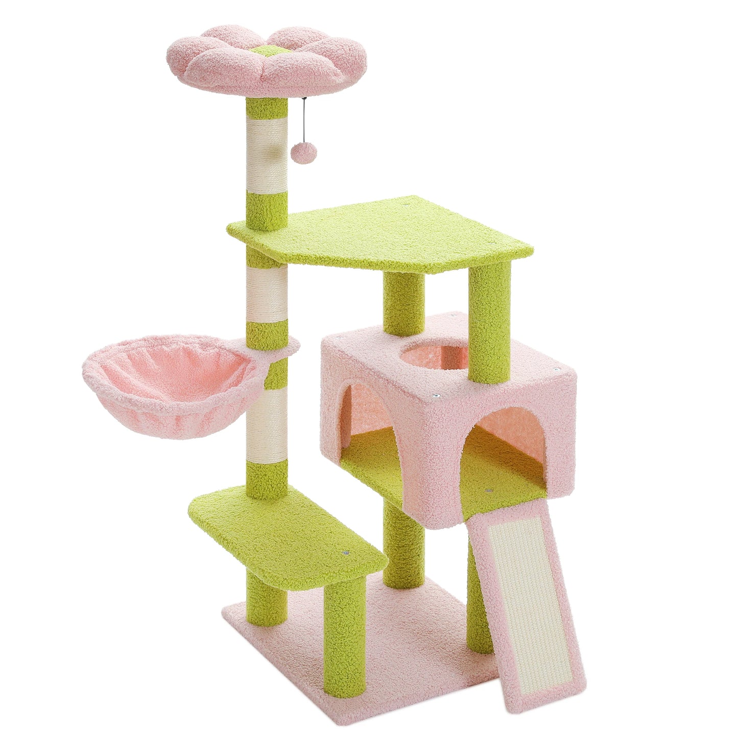 PEQULTI Flower Cat Tree Level Cat Tower With Sisal Posts