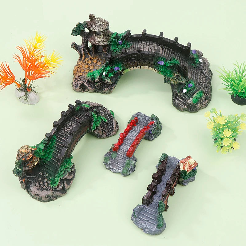 Resin Bridge Aquarium Ornament For Fish Tank Decoration