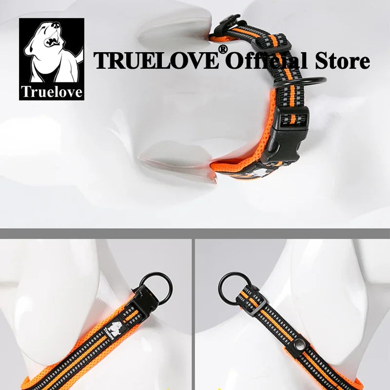 TRUELOVE Adjustable Nylon Dog Collar With Reflective Padded Design