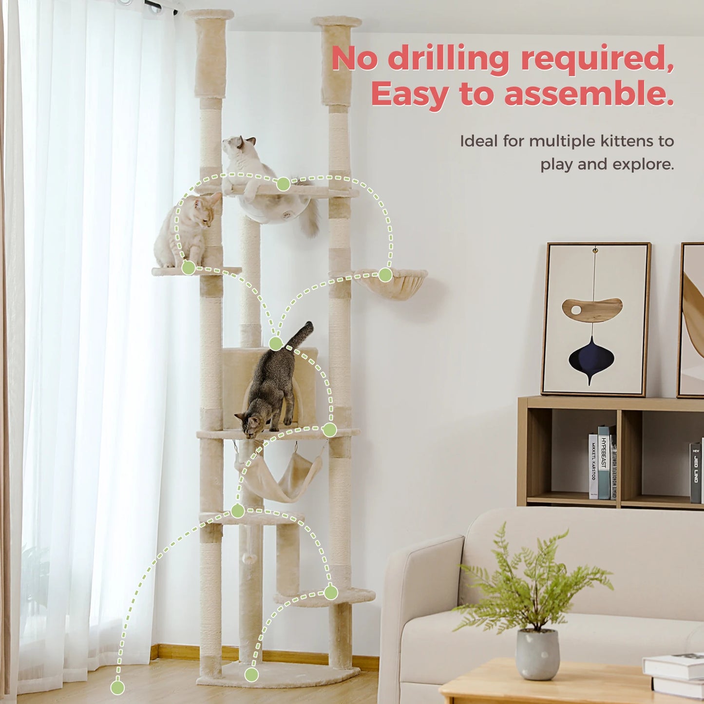 PAWZ Road Multi Level Tall Cat Tree for Indoor Cats