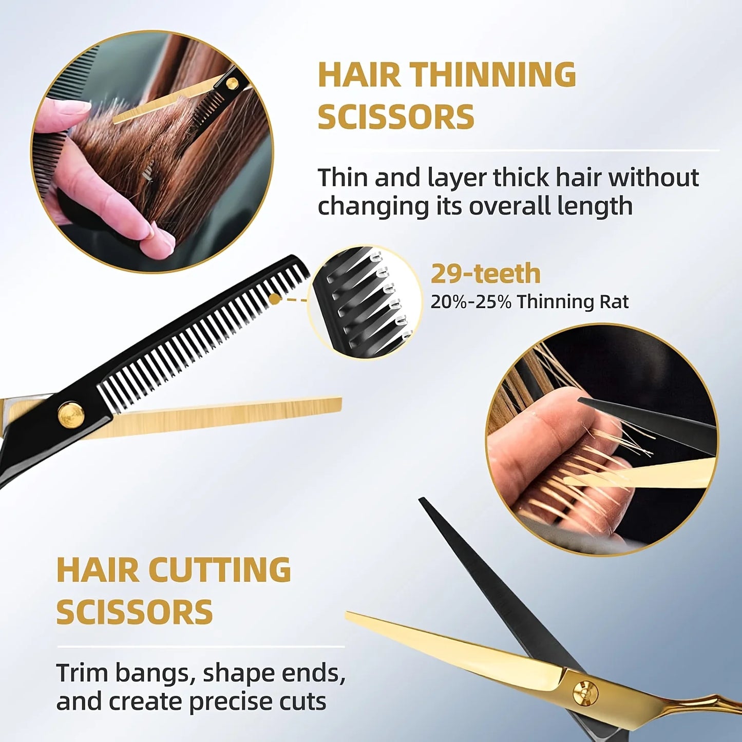 Stainless Steel Hair Cutting Scissors Kit With Thinning Shears