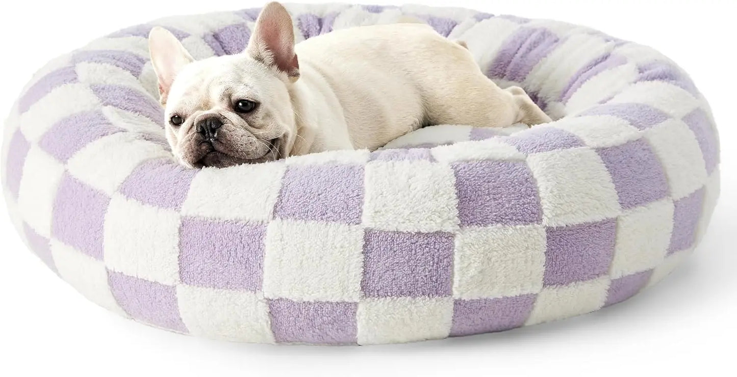 Donut Cat Bed Indoor Calming Plush With Anti Slip Bottom