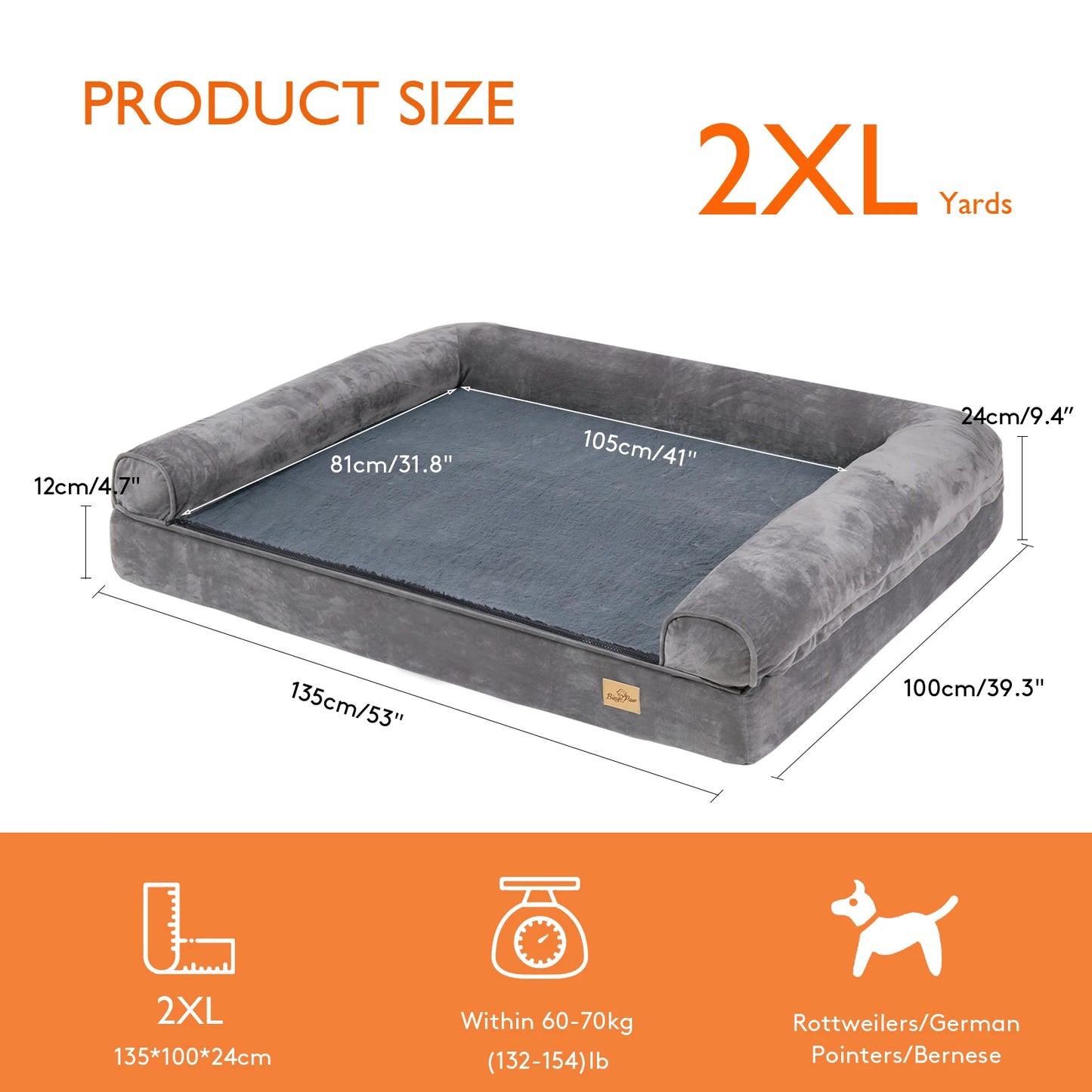 BINGOPAW Orthopedic Dog Bed With Removable Washable Cover And Foam