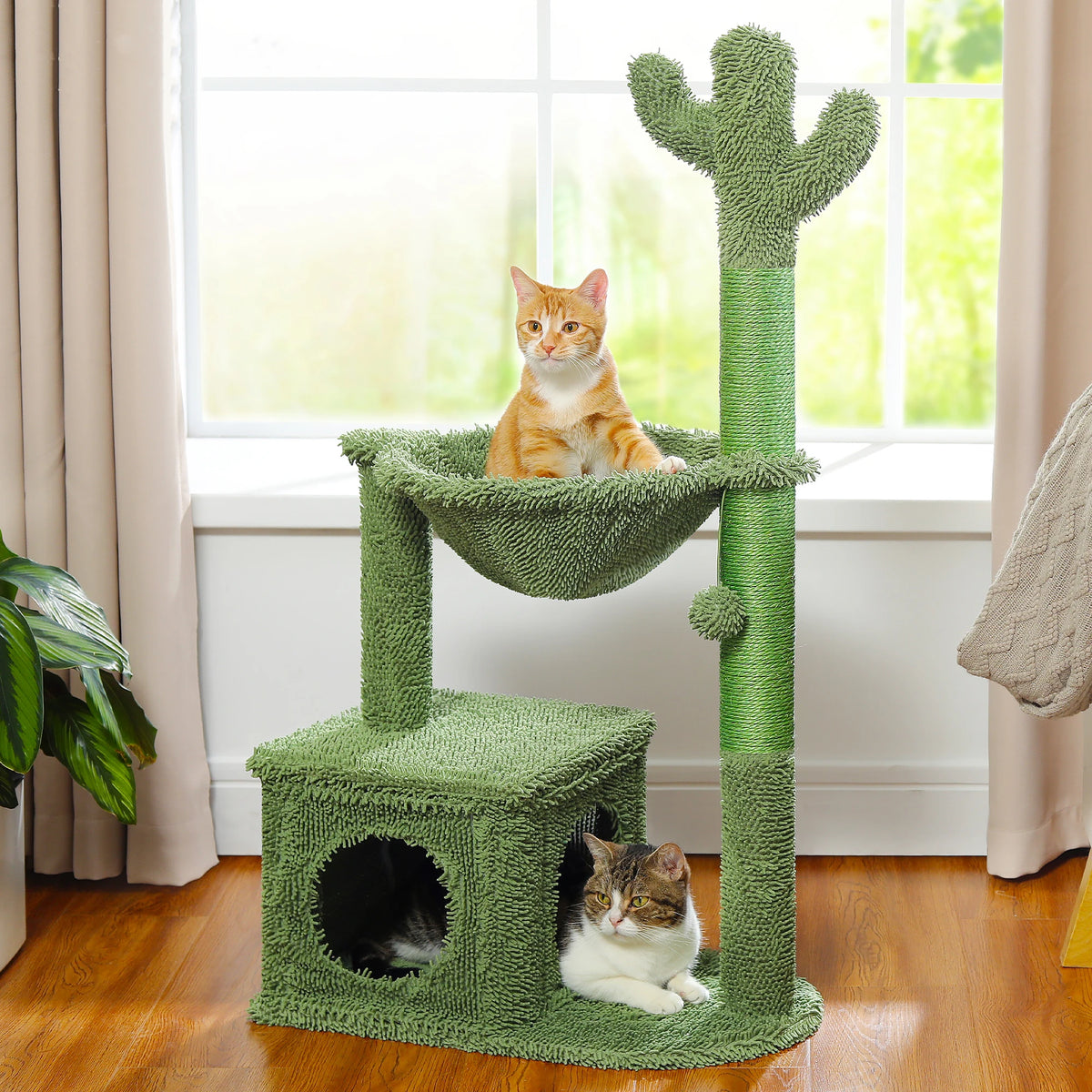 PEQULTI Cactus Cat Tree with Condo, Hammock and Scratching Post
