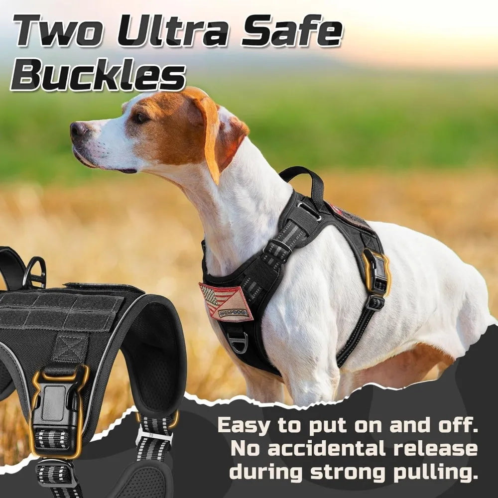 No Pull Tactical Dog Harness For Large Dogs With Handle And MOLLE