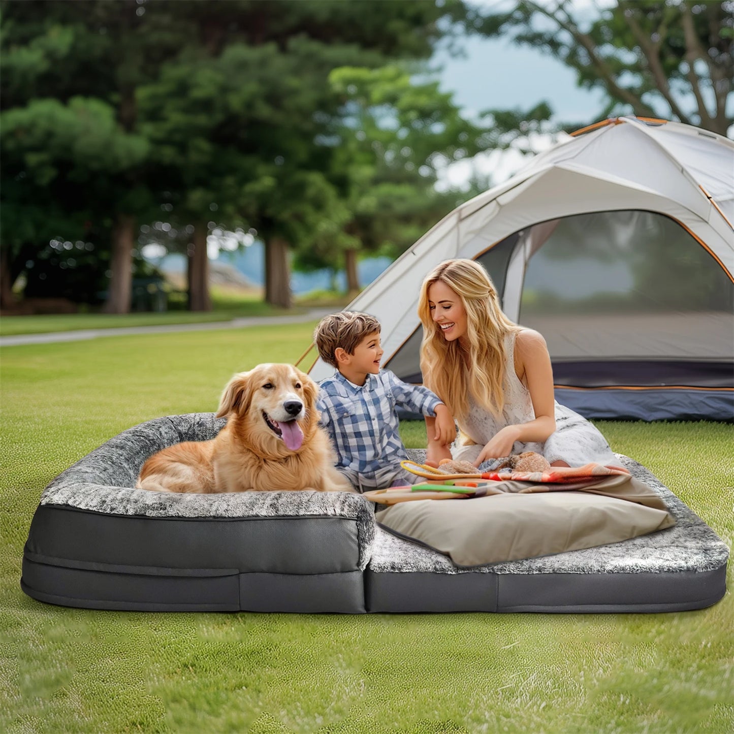 BINGOPAW Orthopedic Foldable Dog Bed With Bolster For Pets