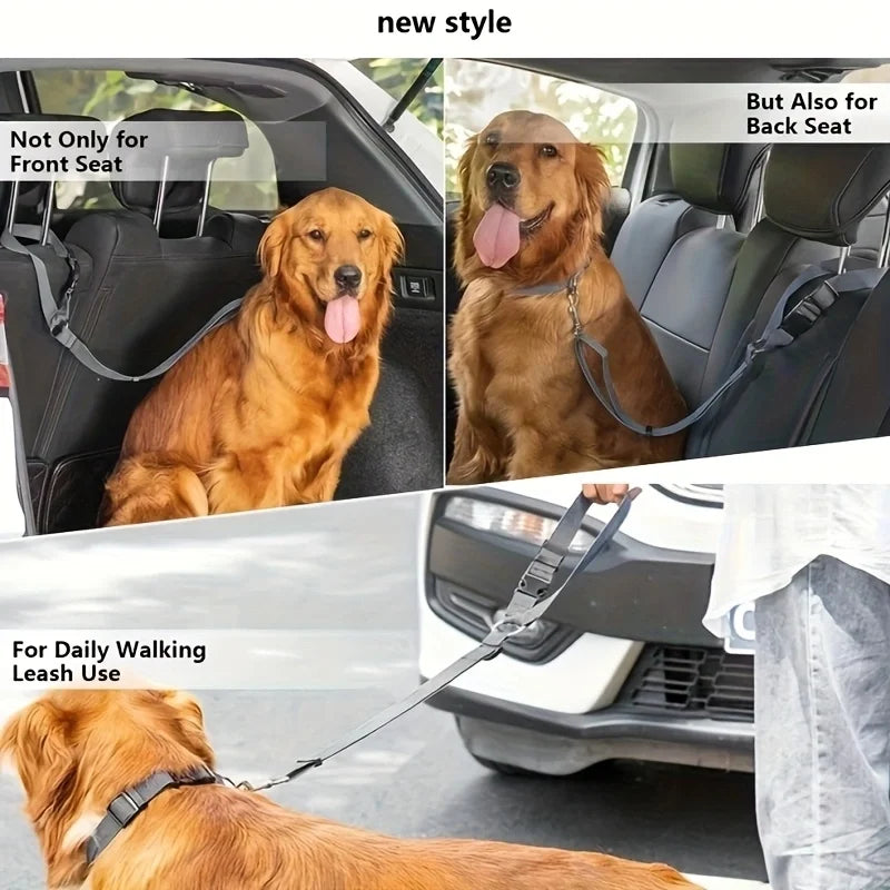 TwoInOne Pet Car Seat Belt Nylon Lead Leash System