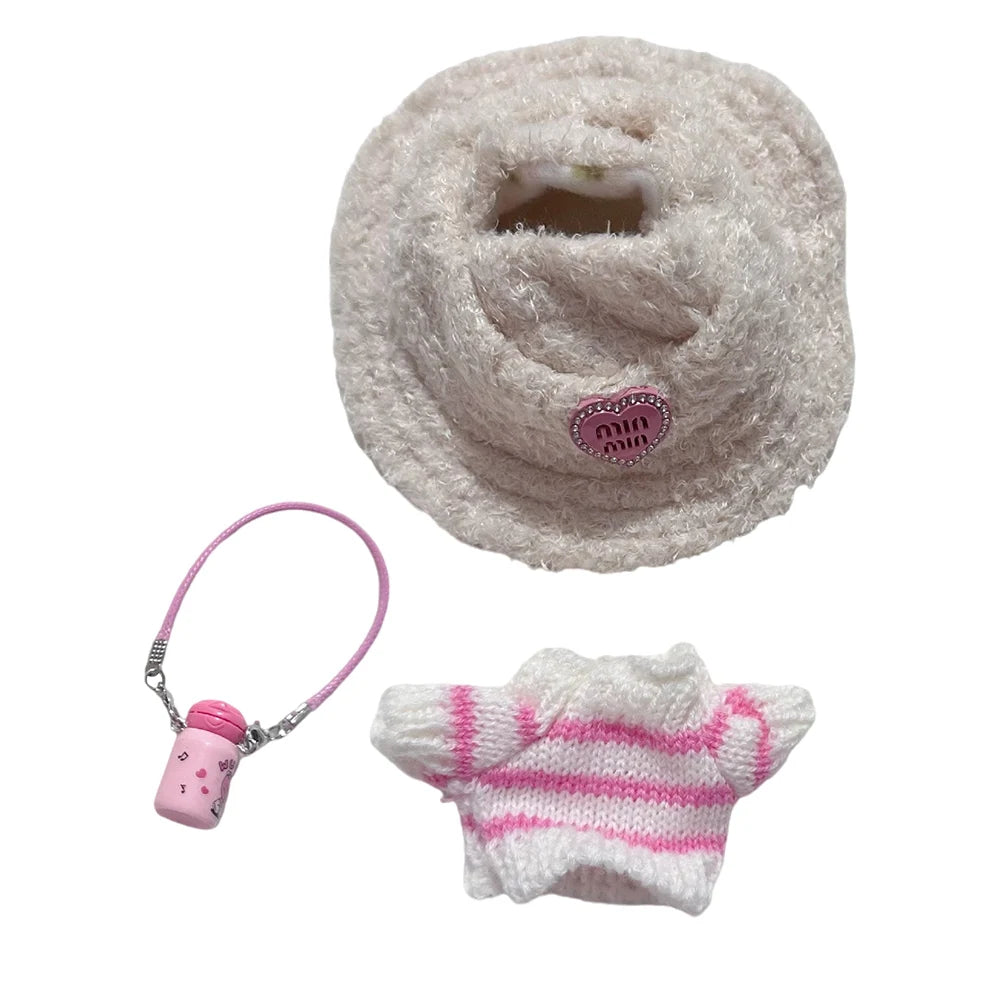 NONECN Labubu Doll Clothes Set Sweater Hat Accessories