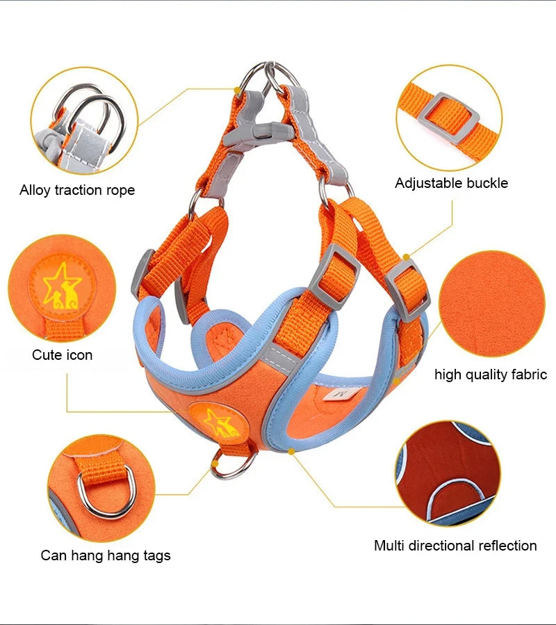 Nylon Reflective Dog Harness Vest Soft Mesh Breathable