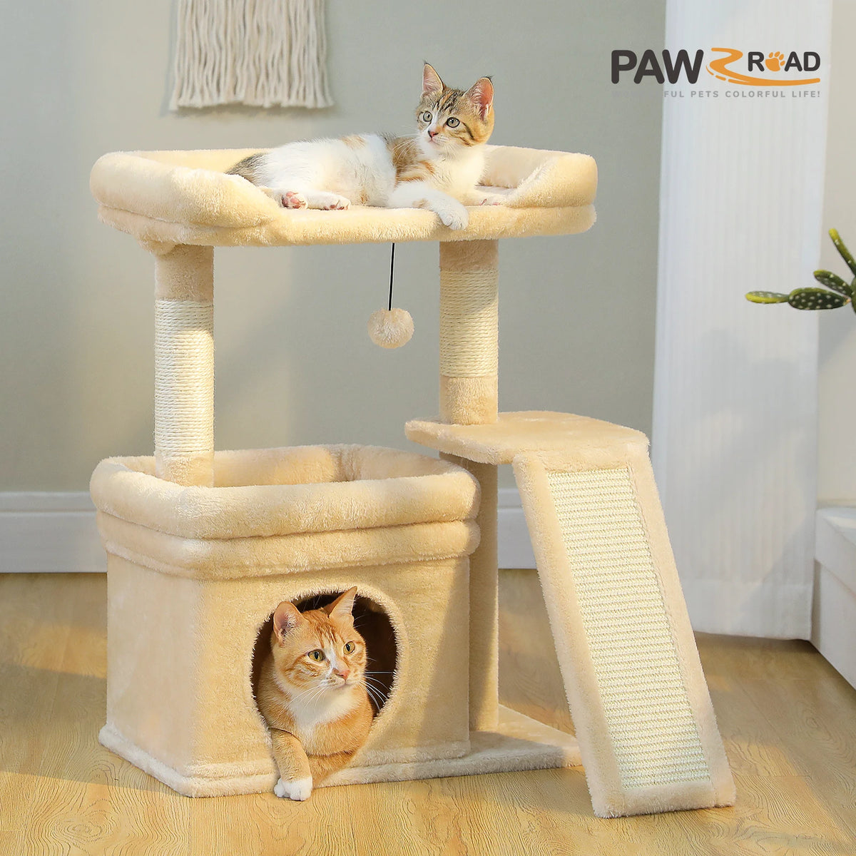Pawz Road Indoor Cat Tree With Sisal Scratching Post And Pad