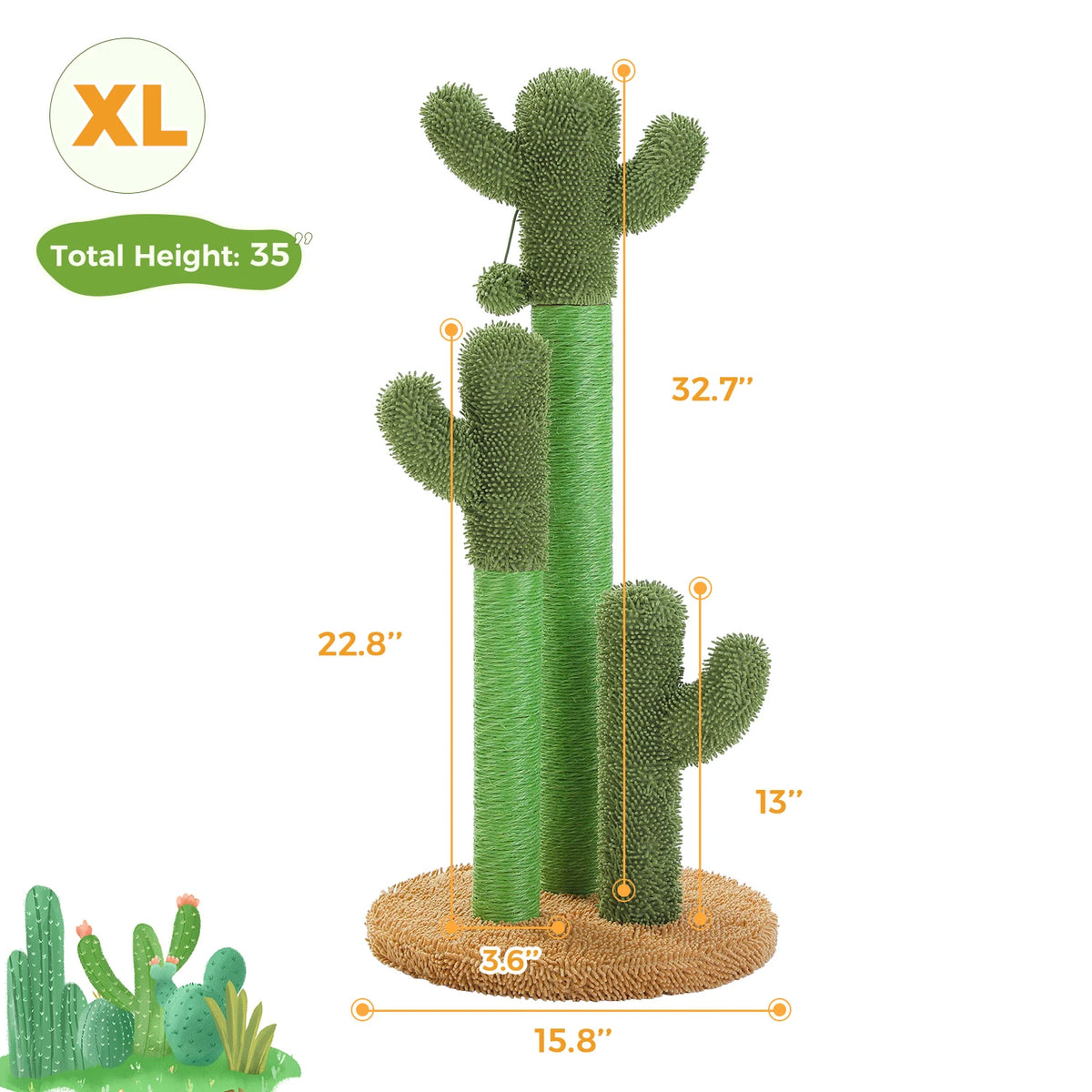 PEQULTI Cactus Cat Tree with Condo, Hammock and Scratching Post
