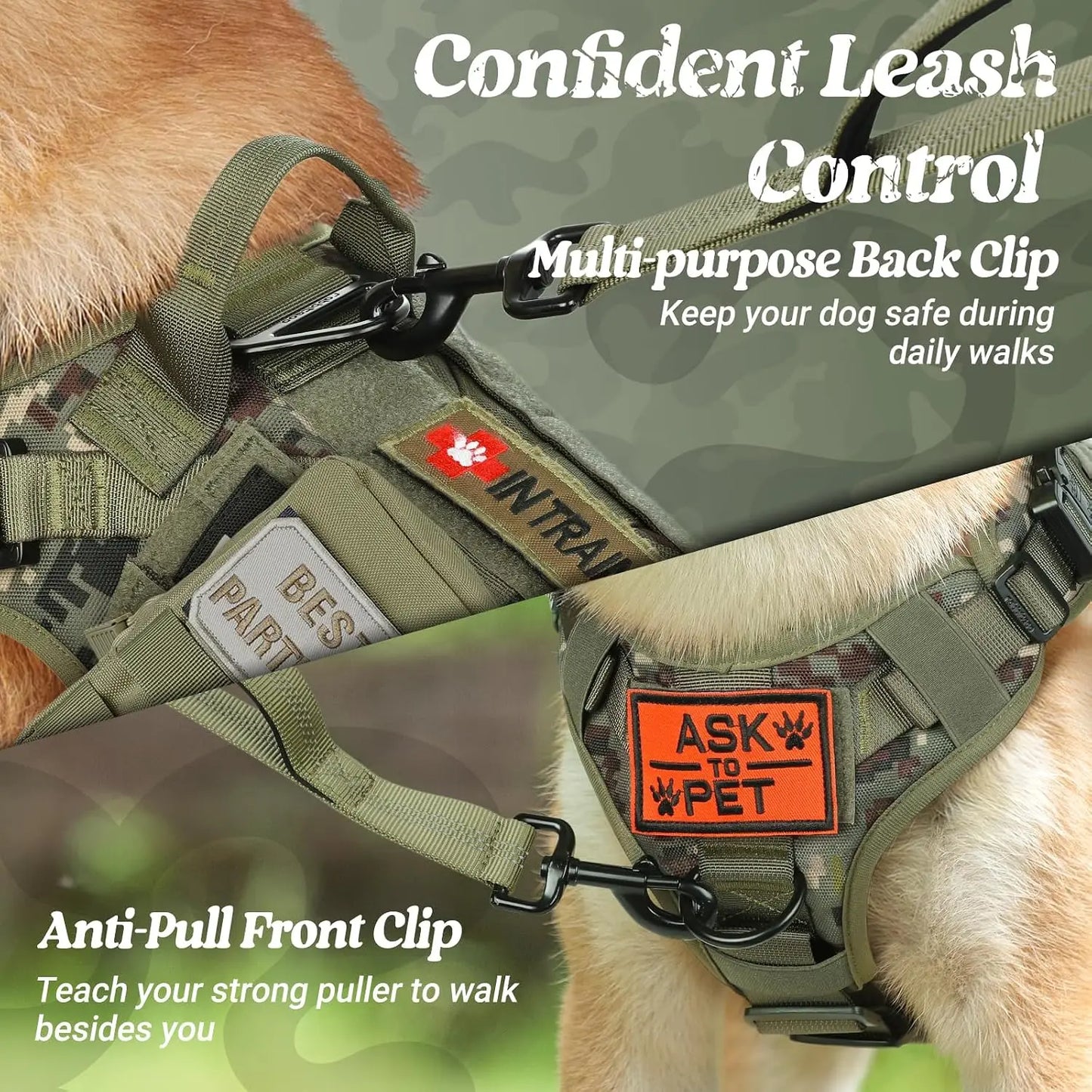 Tactical Dog Harness No Pull Vest For Training And Walking With Handle