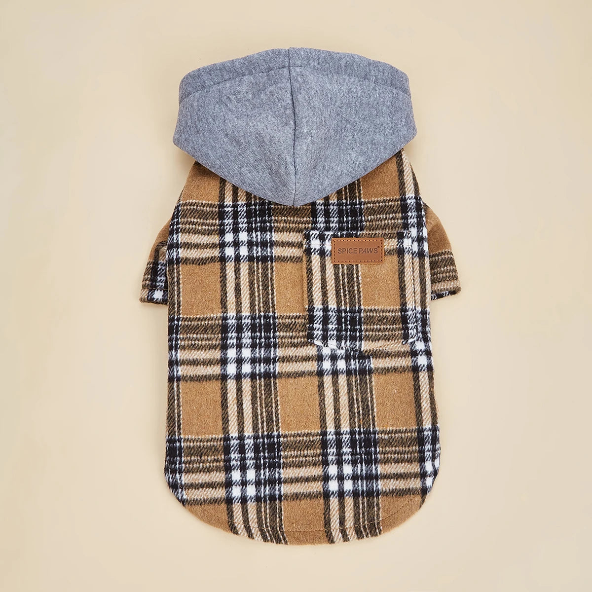 NONECN Dog Hoodie for Small Dogs with Pocket Plaid Sweatshirt