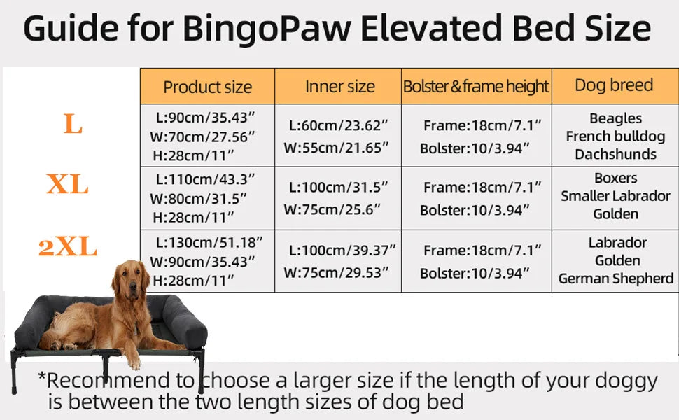 BORWART Outdoor Raised Dog Bed With Cooling Breathable Mat