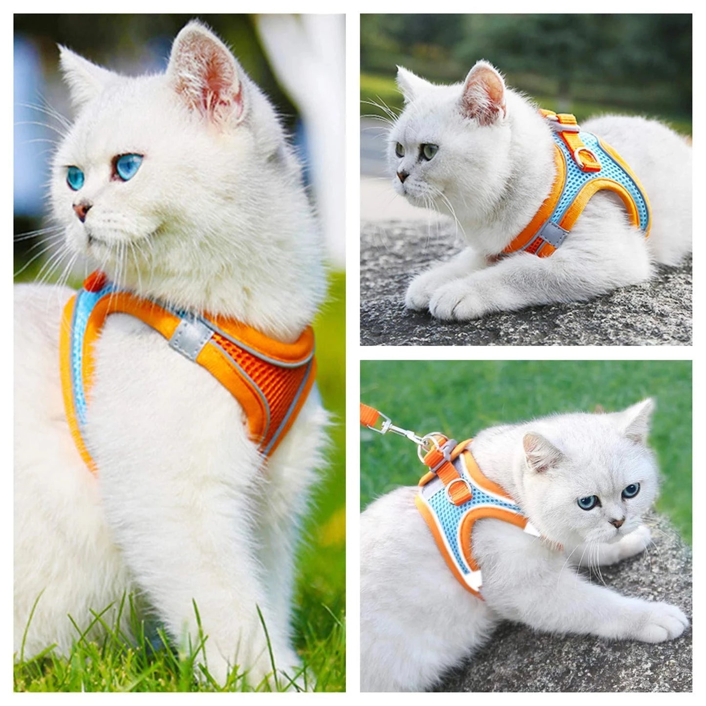 Reflective Cat Harness And Leash Set Adjustable For Cats