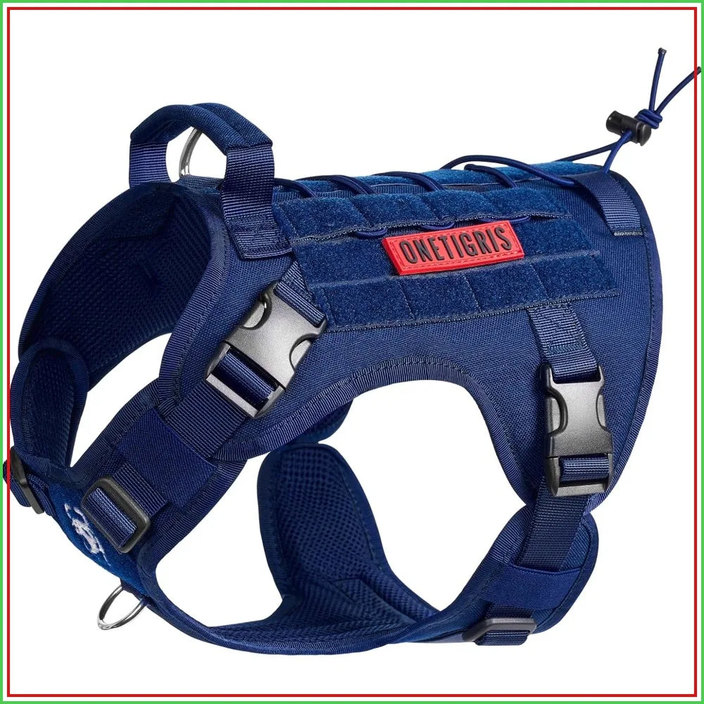 No Pull Tactical Dog Harness Vest With Hook And Loop Panels Adjustable