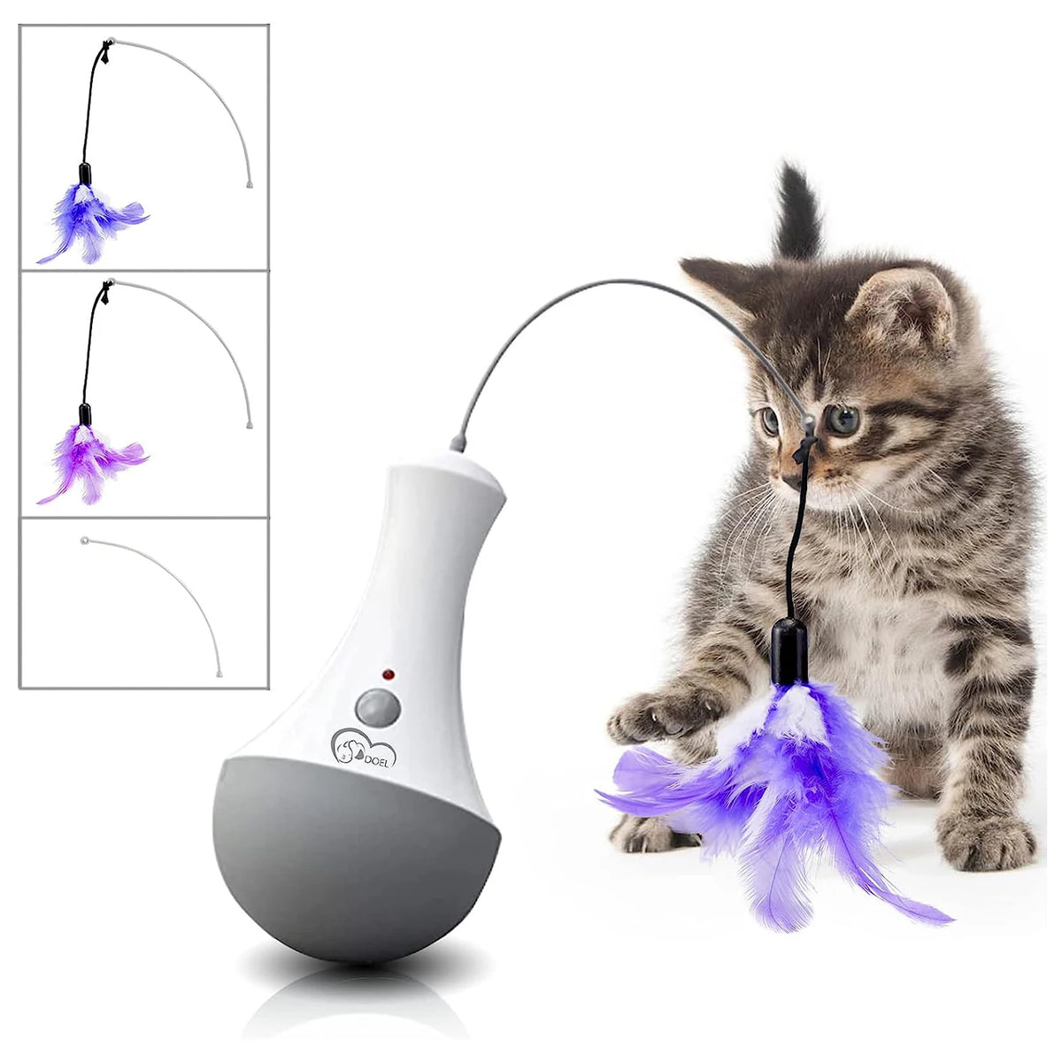 Interactive Rotating Feather Cat Toy for Indoor Exercise and Play