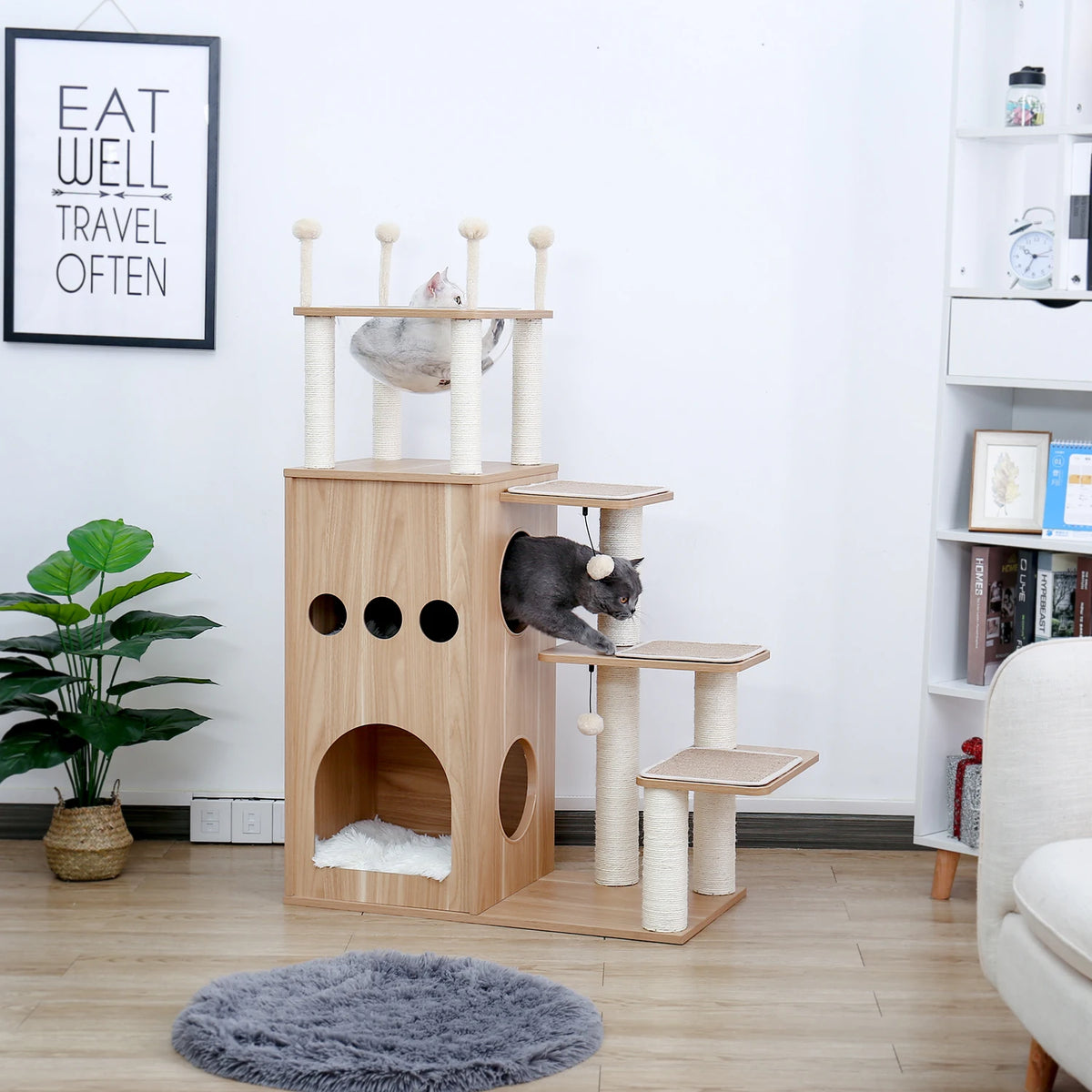 PawZ Home Multi-Level Cat Tree With Scratching Posts And Hammock