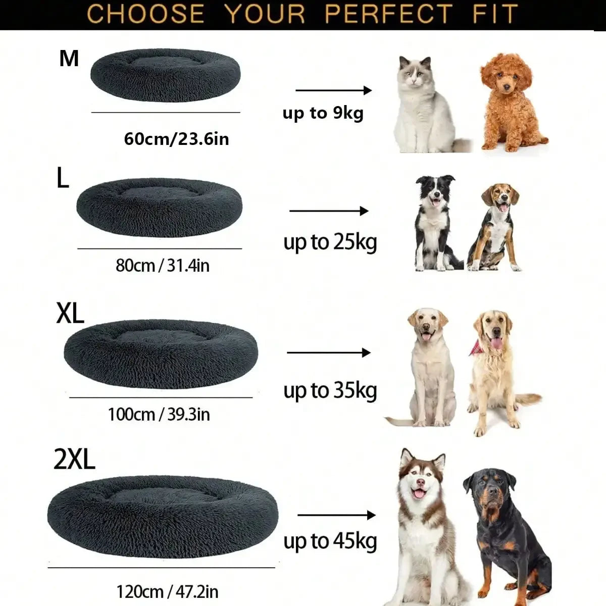 100 Cotton Donut Dog Bed For Medium And Large Dogs
