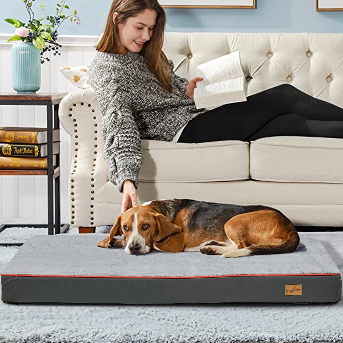 BINGOPAW Orthopedic Dog Bed Waterproof Memory Foam With Removable Cover