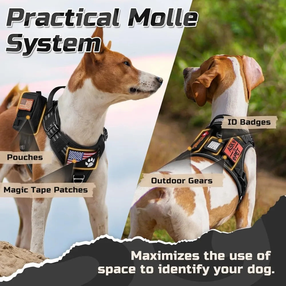 No Pull Tactical Dog Harness For Large Dogs With Handle And MOLLE