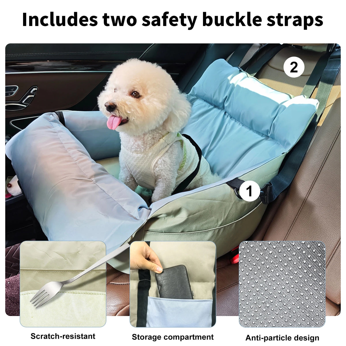 Borwart Portable Dog Booster Seat With Safety Belt And Cover