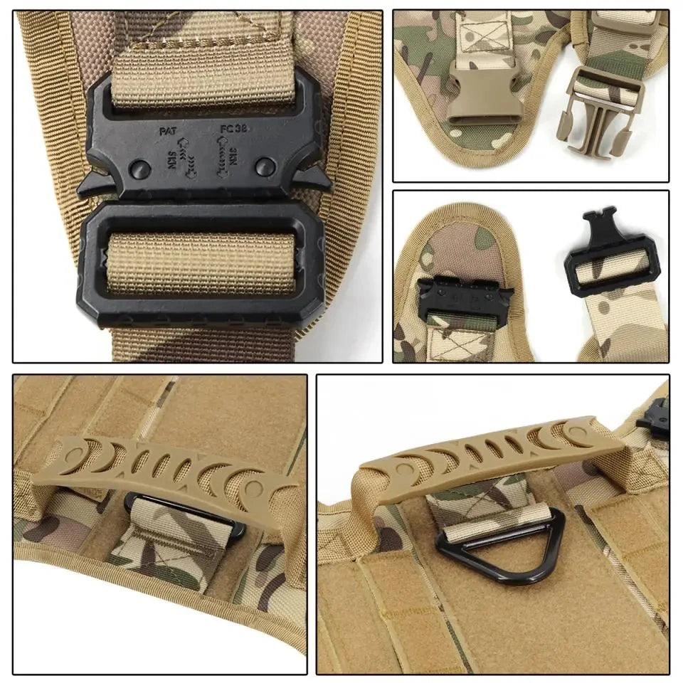 Padded Nylon Tactical Dog Harness Collar And Leash Set
