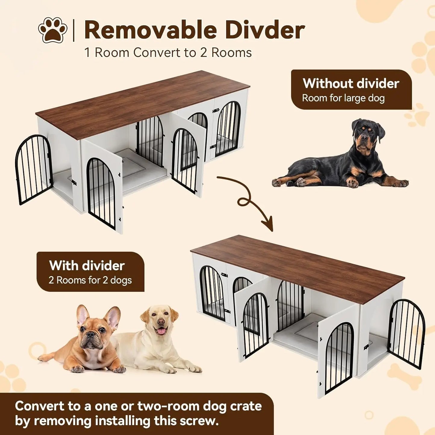 HiMISS Dog Crate Furniture for Two Dogs TV Stand Divider