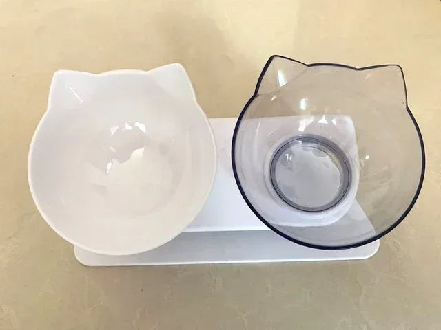 Non Slip Double Cat Bowl With Stand Feeding Water Bowl