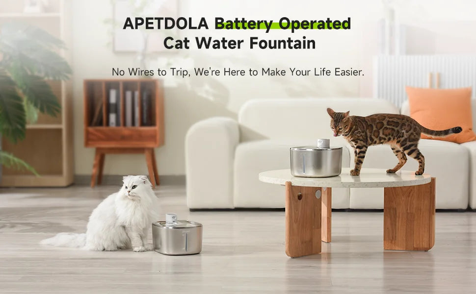 APETDOLA Wireless Cat And Dog Water Fountain With Auto Sensor