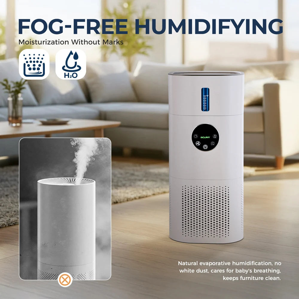 Rouny Air Purifier Humidifier Combo With True HEPA Filtration