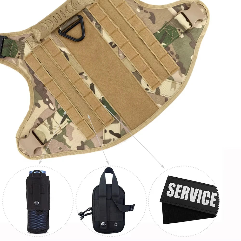 PETRAVEL Tactical Dog Harness Set with Collar Leash and Patches