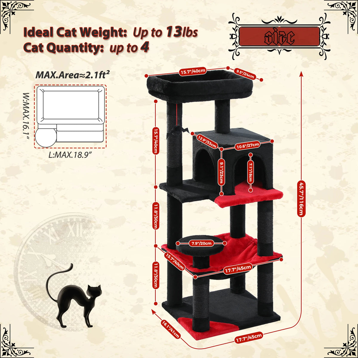 Pawz Road Gothic Cat Tree With Hammock And Scratching Post