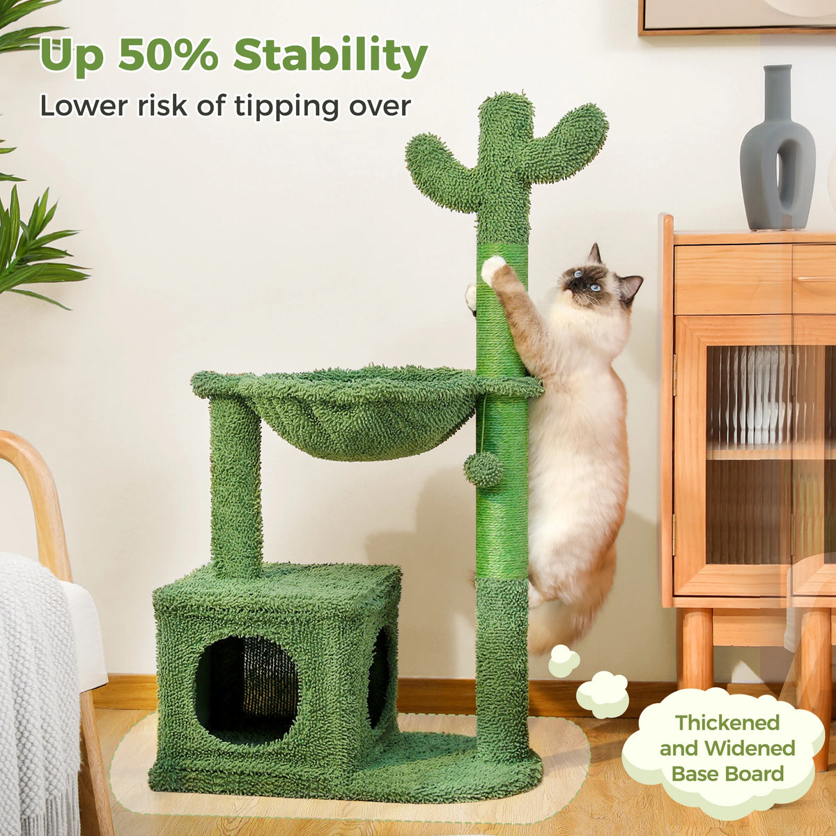 PEQULTI Cactus Cat Tree with Condo, Hammock and Scratching Post