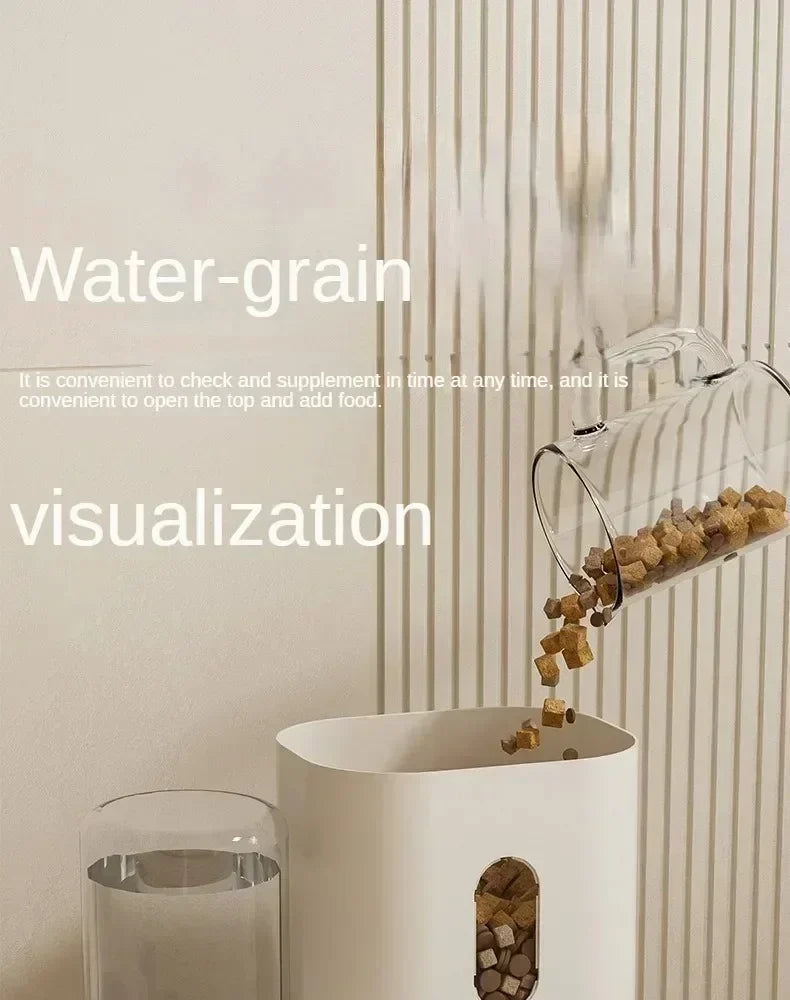 Automatic Pet Feeder With Water Fountain For Dogs And Cats