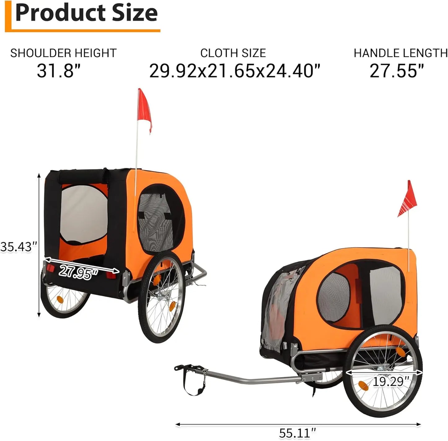 TWISTER.CK Dog Bike Trailer 88Lbs Capacity Foldable Carrier