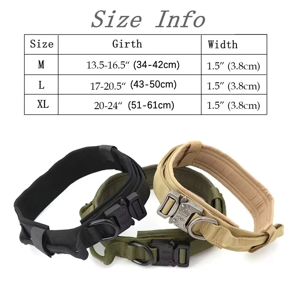 Padded Nylon Tactical Dog Harness Collar And Leash Set