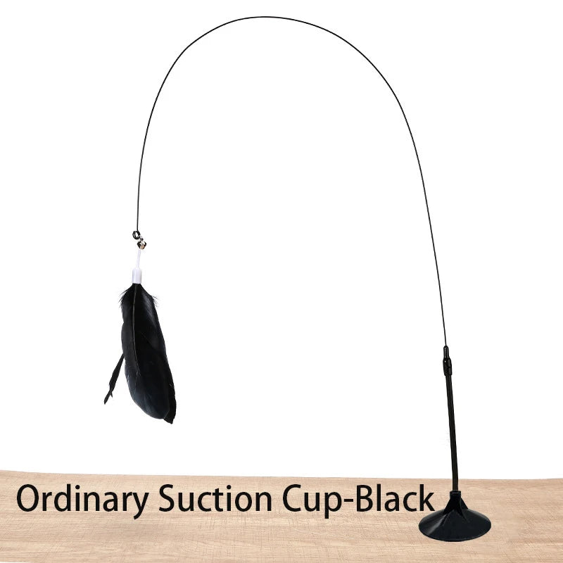 Interactive Cat Wand Toy With Feather Teaser And Suction Cup
