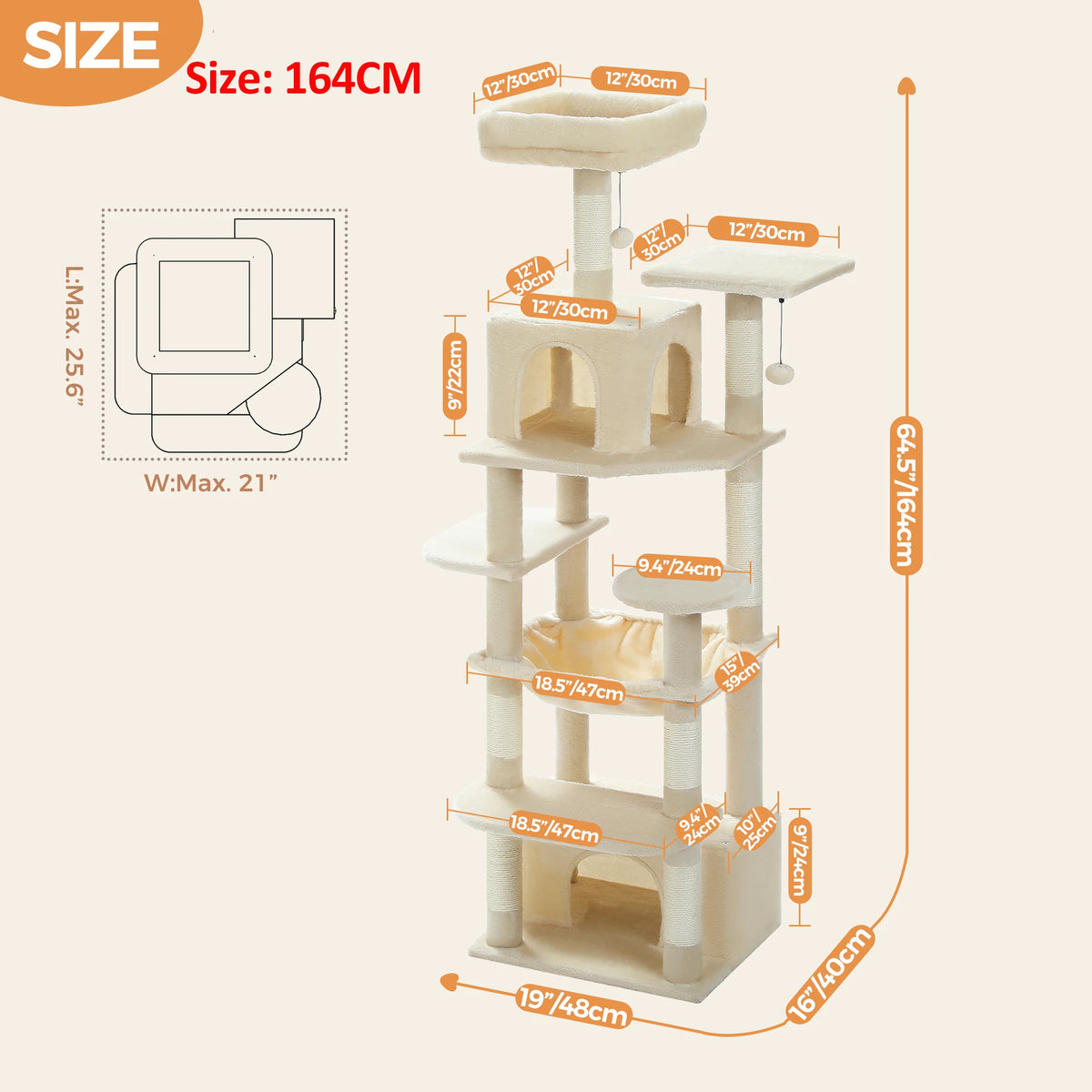 PAWZ Road Large Cat Tree Tower With Hammock