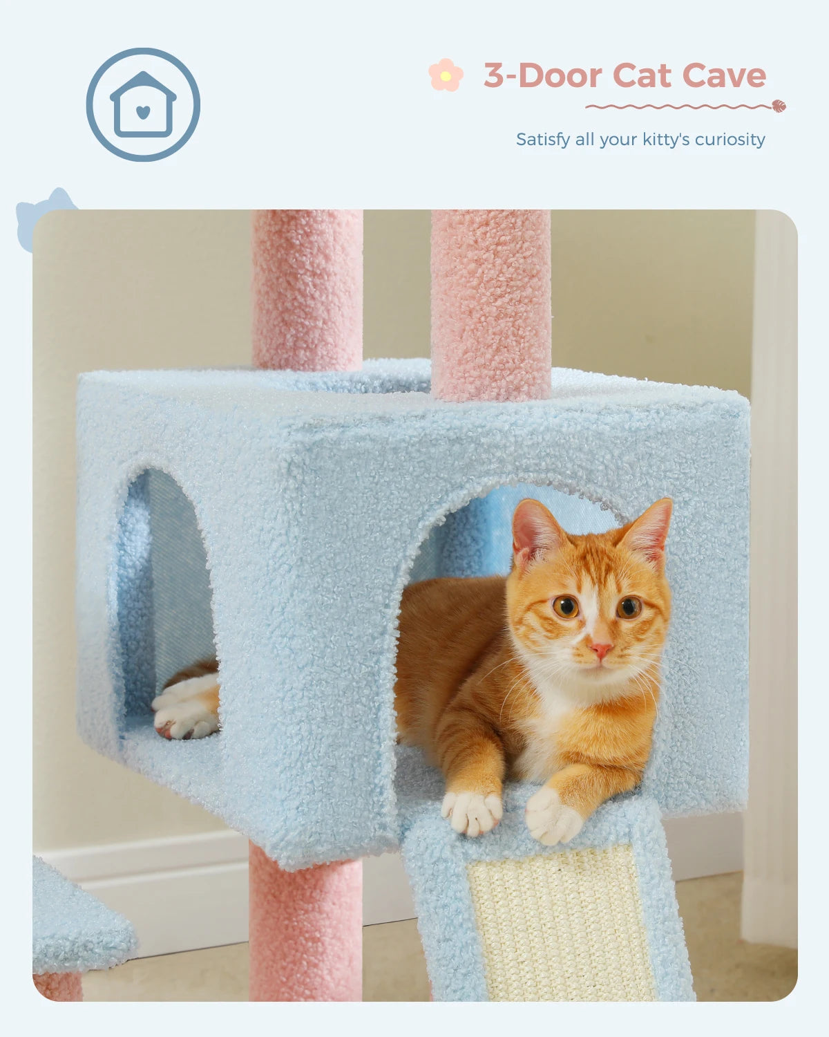 PEQULTI Flower Cat Tree Level Cat Tower With Sisal Posts