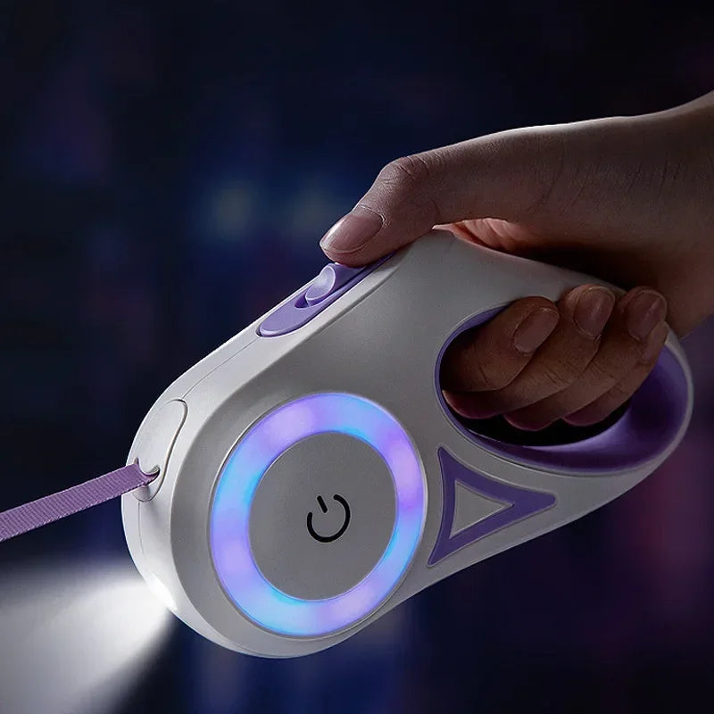 LED Luminous Automatic Retractable Dog Leash For Medium Dogs With Light