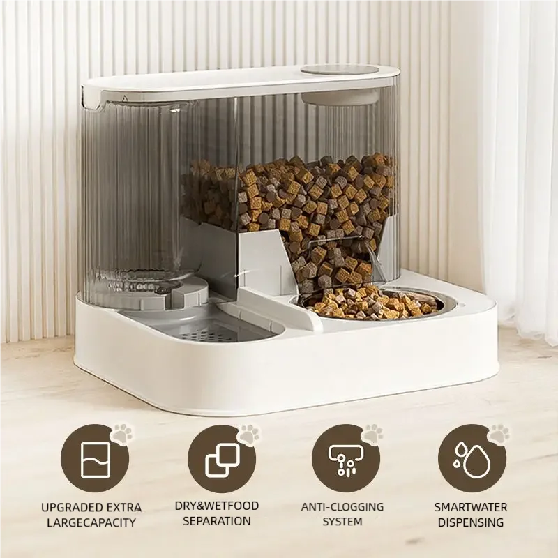 Gravity Pet Feeder And Water Fountain Dispenser Bowl Set for Cats and Dogs