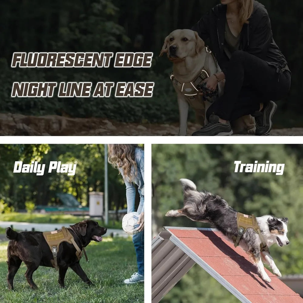 No Pull Tactical Dog Harness For Large Dogs Reflective Vest