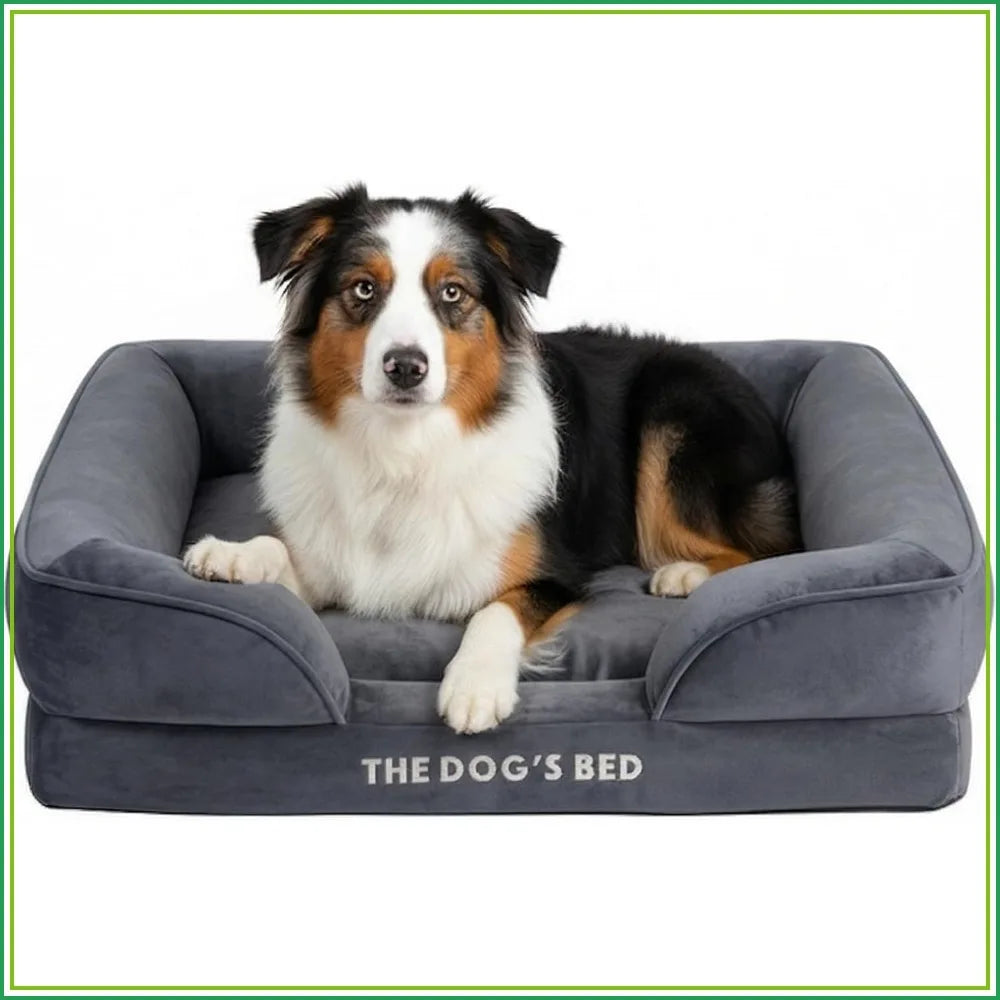 Egg Crate Foam Dog Bed With Waterproof Liner And Washable Bolster CertiPUR
