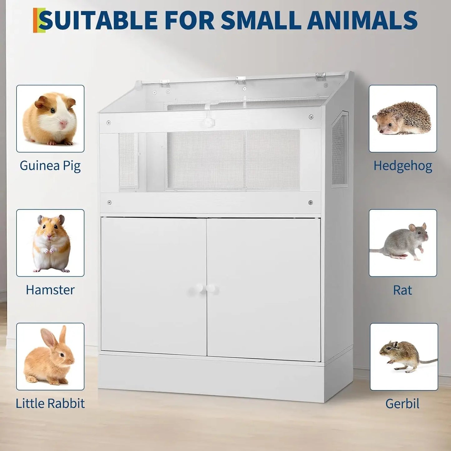 HiMISS Acrylic Small Animal Cage With Storage Cabinet For Hamster Guinea Pig