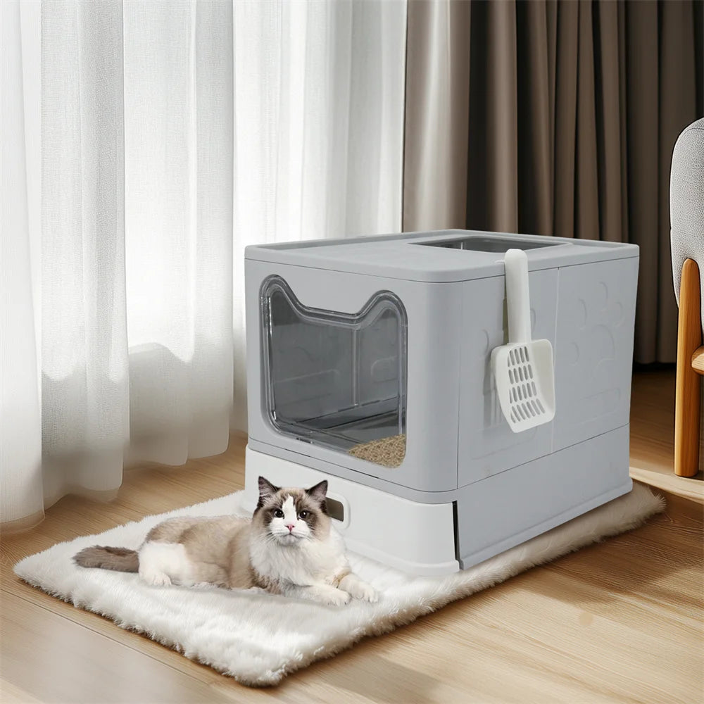 Enclosed Stainless Steel Cat Litter Box With Lid Top Entry High Sides