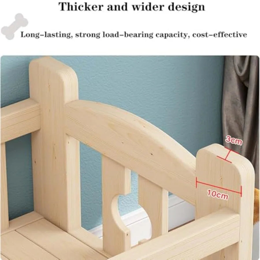 NONECN Dog Bunk Bed With Wood Frame And Side Ladder