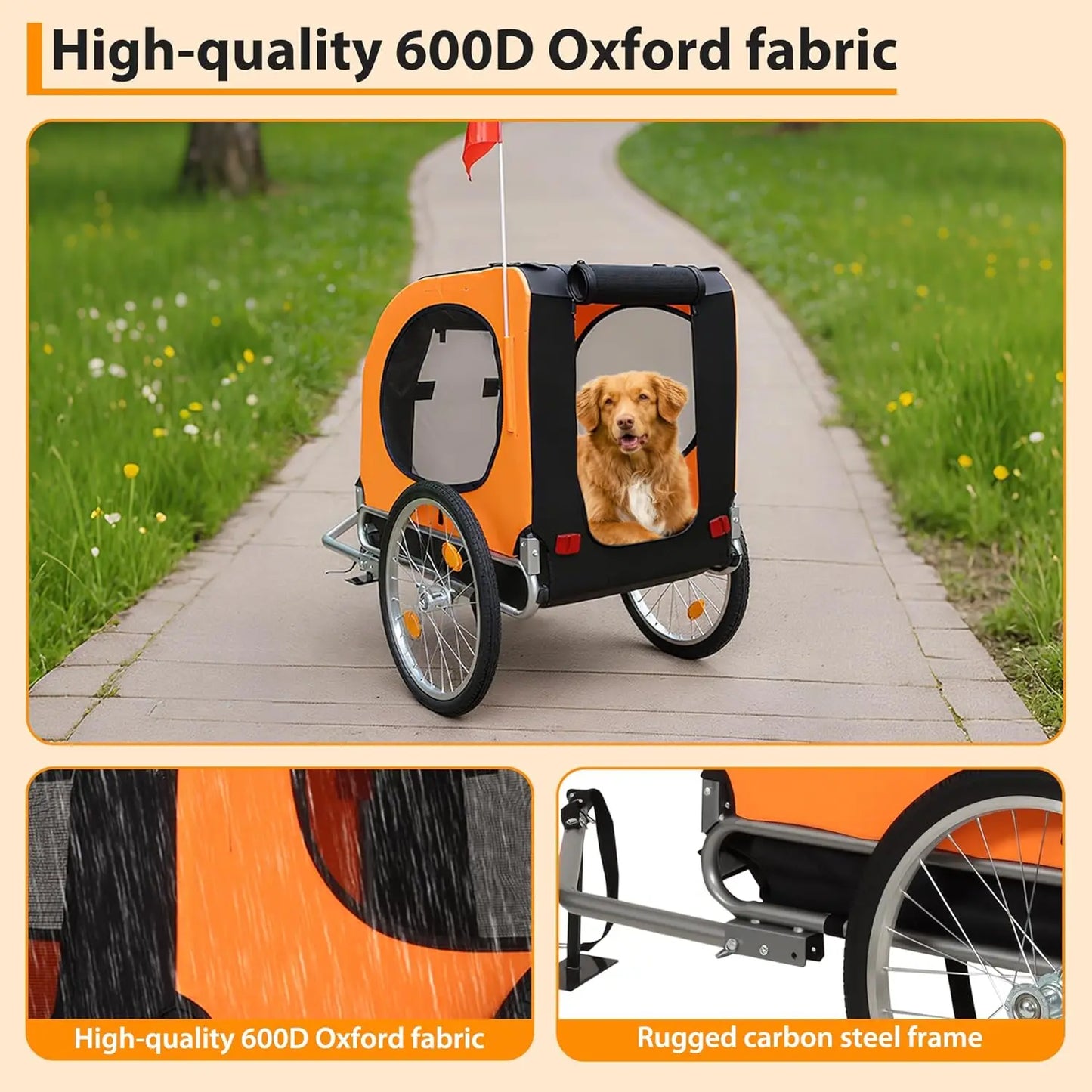 TWISTER.CK Dog Bike Trailer 88Lbs Capacity Foldable Carrier