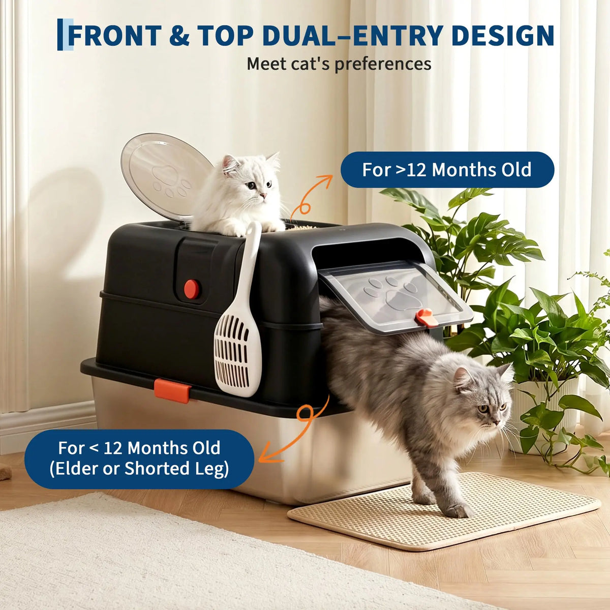Studyset Stainless Steel Enclosed Cat Litter Box With Scoop