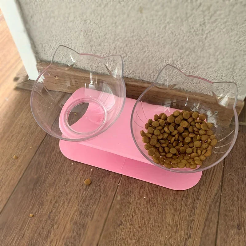 Non Slip Double Cat Bowl With Stand Feeding Water Bowl